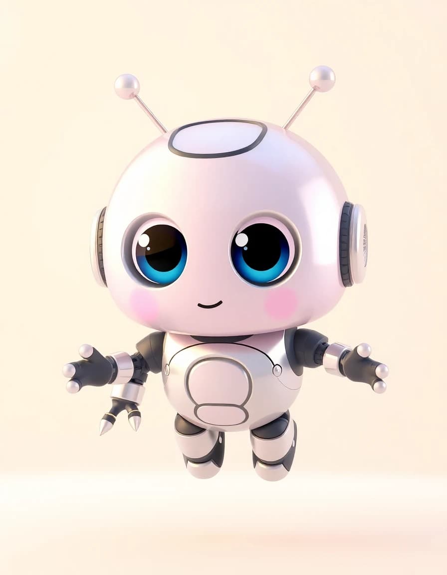 AI generated cute 3D robot character with big eyes - LUNA 3D render AI art creator